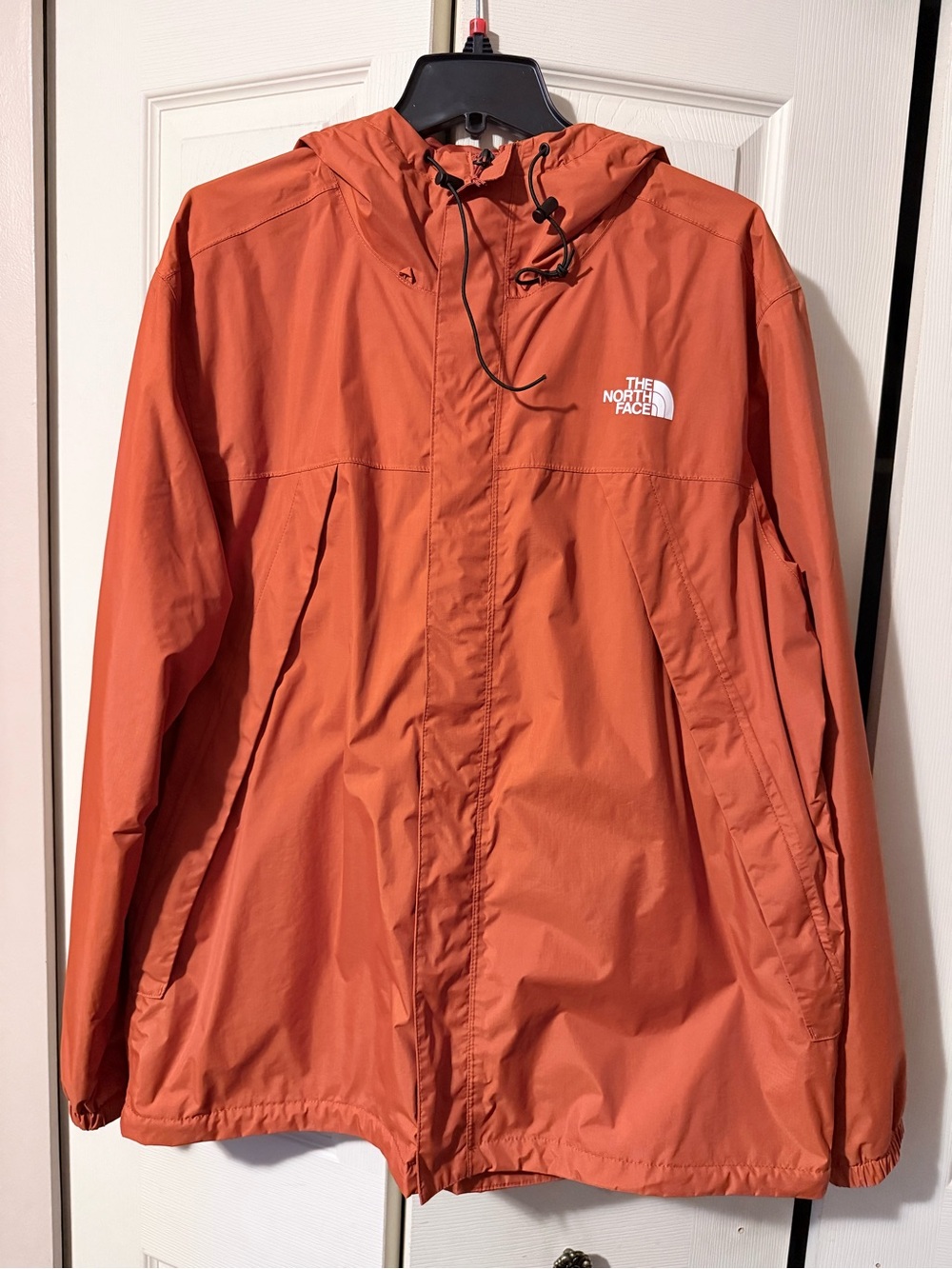 The North Face Men's Hooded Raincoat — Rust Orange